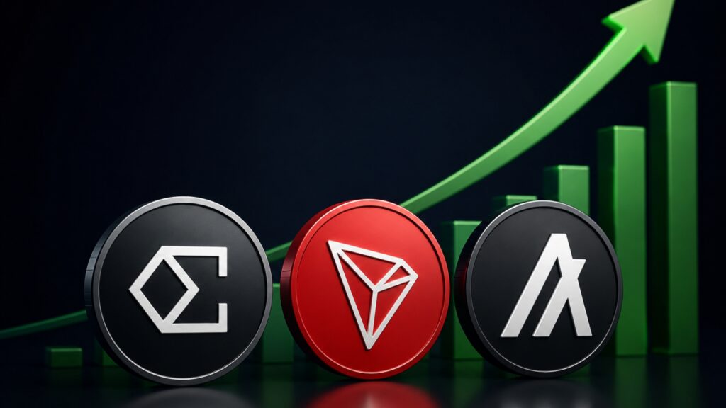 Crypto coins rising upward