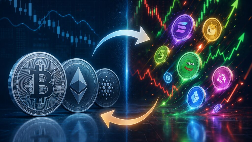 Crypto market trend comparison illustration