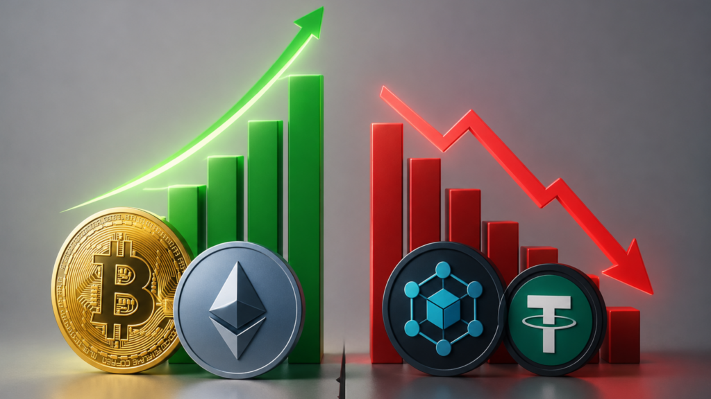 BTC Eth Gain Defi Stablecoin Loss