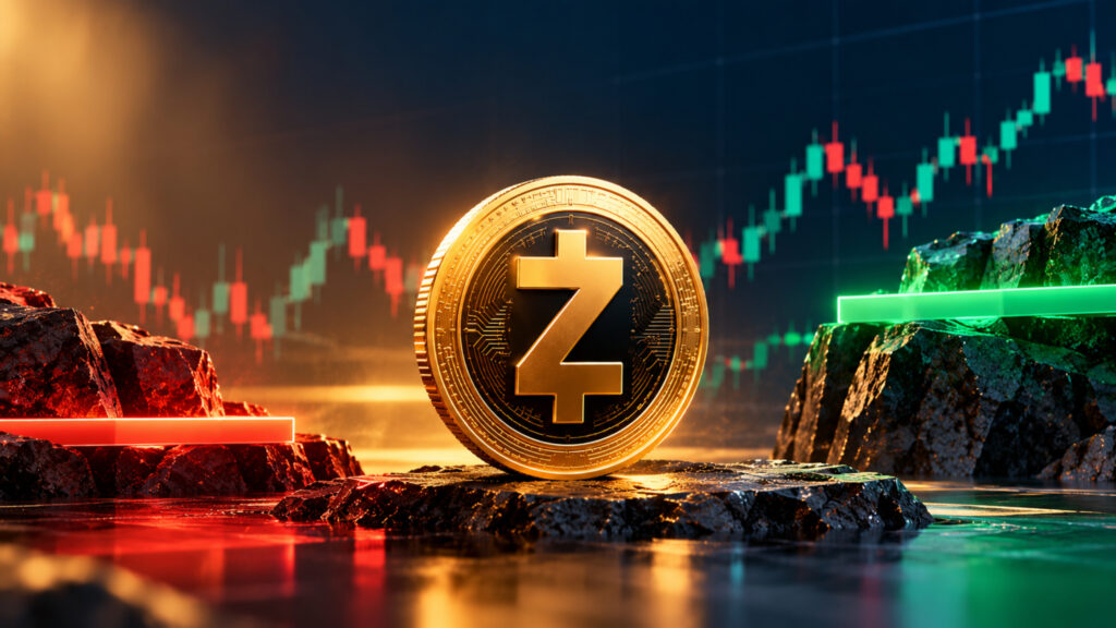 Zcash coin between support resistance levels