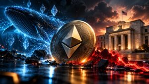 Ethereum coin amid falling crypto prices