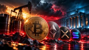 Bitcoin Ethereum XRP coins amid downturn