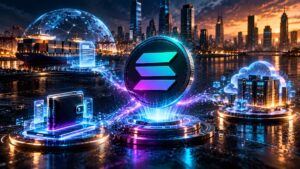 Solana coin with finance wallet server icons