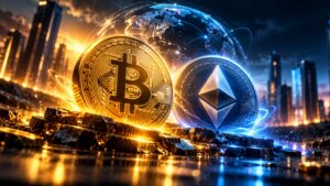 Bitcoin Ethereum coins showing market recovery