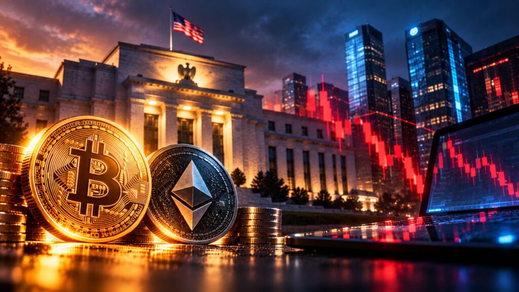Bitcoin Ethereum coins amid Fed market uncertainty
