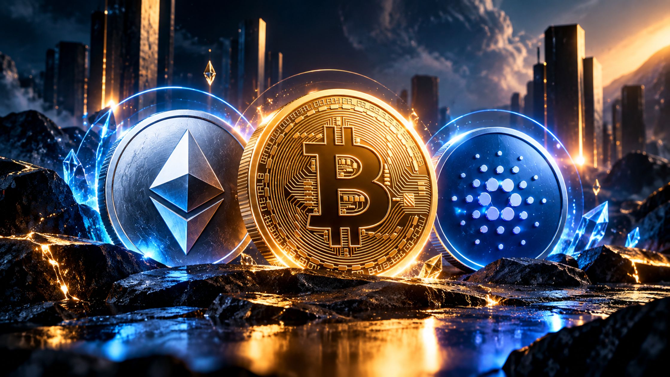 ETH, BTC, and ADA face key levels.