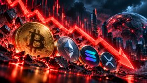 Crypto market crash with falling coins