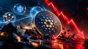 Cardano coin showing declining crypto prices
