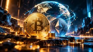 Bitcoin Ethereum coins showing market recovery